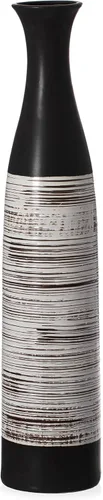 Miniatura 9 de Jarrón de cerámica impermeable de 31 pulgadas hecho a mano en blanco y negro, forma de botella clásica, diseño independiente y perfecto