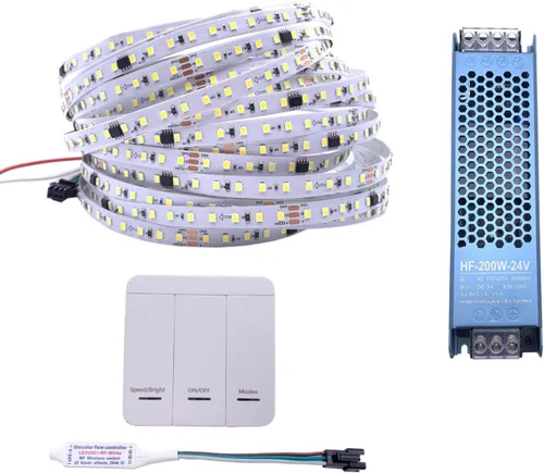 Miniatura 10 de 32.8 ft/Roll DC24V WS2811 Horse Race - Tira LED de 120 leds/m, luz que fluye agua corriente con controlador de panel táctil, blanco natural, cálido