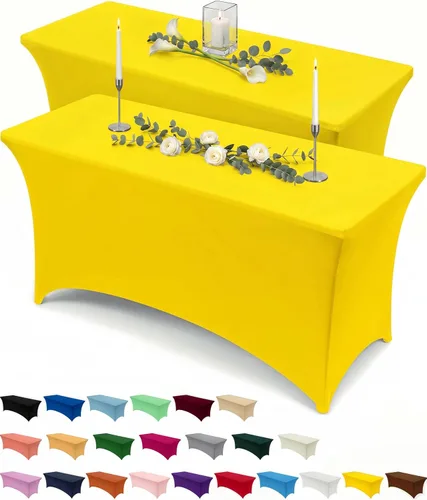 Miniatura 16 de Utopia Kitchen Mantel rectangular de spándex de 4 pies [1 unidad, negro] 200 GSM elástico, ajustado, lavable y resistente a las arrugas, cubierta