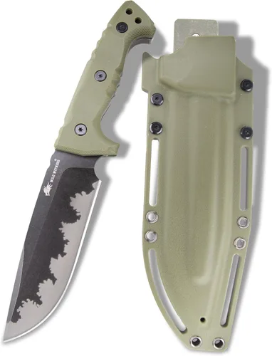 WT11 - Cuchillo Fulltang de hoja fija de 12 pulgadas, cuchillo táctico militar con funda Keydex, cuchillo de supervivencia para caza, al aire libre,