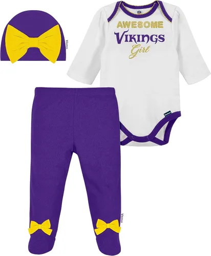 Miniatura 9 de NFL Conjunto de enterizo, pantalón con pies y gorro de 3 piezas para bebé niña Alternativa 2