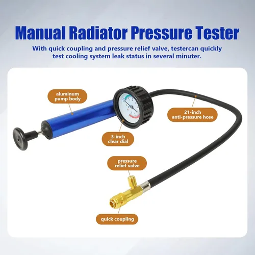 Miniatura 3 de Yonligonju Kit de probador universal de fugas de presión de radiador, kit de probador de presión de refrigerante automotriz para motocicleta