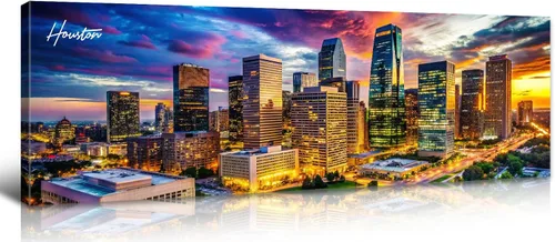 Miniatura 7 de DJSYLIFE - Cuadros de pared con paisaje urbano de Boston, lienzo impreso en colores, imágenes nocturnas de la ciudad de EE. UU., pósteres