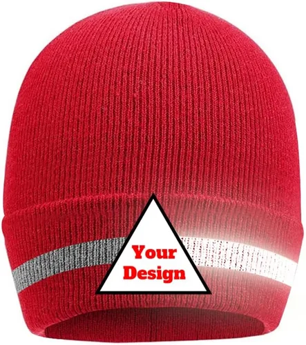 Miniatura 12 de Hi Vis - Gorro de seguridad para personalizar tu logotipo, gorro de punto de invierno con tiras reflectantes unisex
