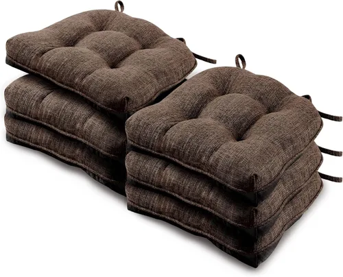 Miniatura 21 de Basic Beyond Paquete de 4 cojines para sillas de comedor, cojines para sillas de comedor con lazos y respaldo antideslizante, 15.5 x 15.5 pulgadas