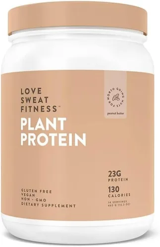 Love Sweat Fitness Proteína vegana orgánica en polvo para mujeres, 0.81 oz de proteína vegetal, sin hinchazón, sin tiza, mantequilla de maní, sin
