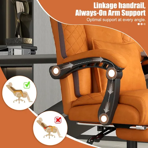 Miniatura 8 de Silla de oficina con reposapiés, silla de escritorio ejecutiva de respaldo alto de 400 libras, reclinable de 155°, almohada de soporte lumbar