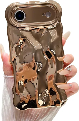 Miniatura 103 de XIZYO Funda para iPhone 13 de 6.1 pulgadas, bonito patrón de ondas, estético, 3D, rizado, ondulado, chapado en purpurina, para mujeres y niñas, Azul