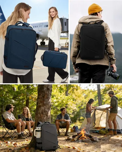 Miniatura 8 de LOVEVOOK Peersonal - Mochila de viaje extra grande de 40 L, bolsa de artículos Peersonal aprobada por vuelo, resistente al agua, mochila de 17 Azul