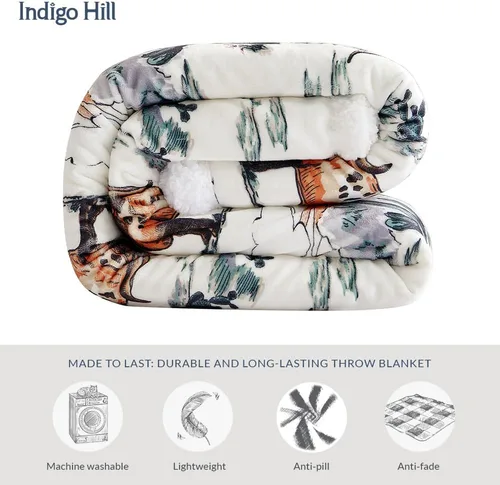 Miniatura 4 de Indigo Hill by HiEnd Accents Acadia - Manta de sherpa con estampado de pinos bosques, naturaleza, bosque, montaña, manta occidental para acampar al