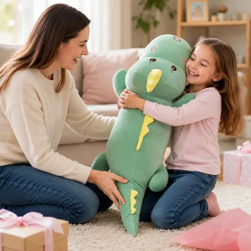 Miniatura 7 de Tianmihou Almohada corporal de dinosaurio gigante de 32 pulgadas, lindo animal de peluche largo de dinosaurio, juguete de peluche grande