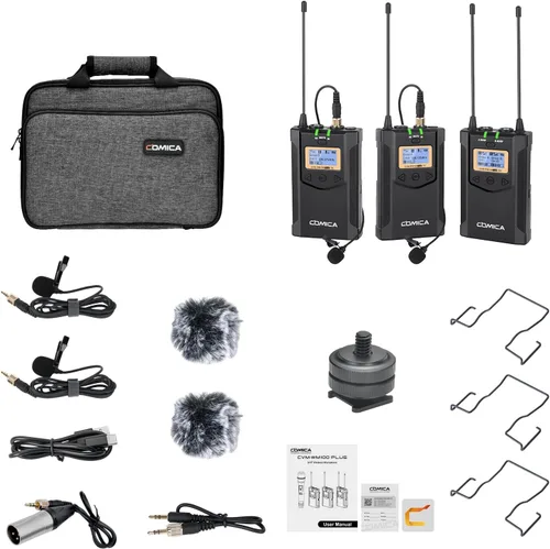 Miniatura 9 de Comica CVM-WM100PLUS - Sistema de micrófono inalámbrico para cámaras, videocámaras, teléfonos inteligentes, portátiles, micrófono de solapa