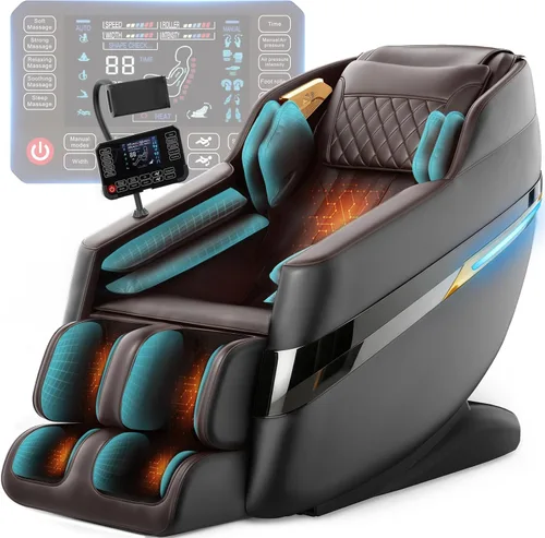FURNIMAT Silla de masaje de cuerpo completo, silla de masaje Shiatsu 3D SL-Track de gravedad cero con control AI, escaneo corporal, bolsas de aire,