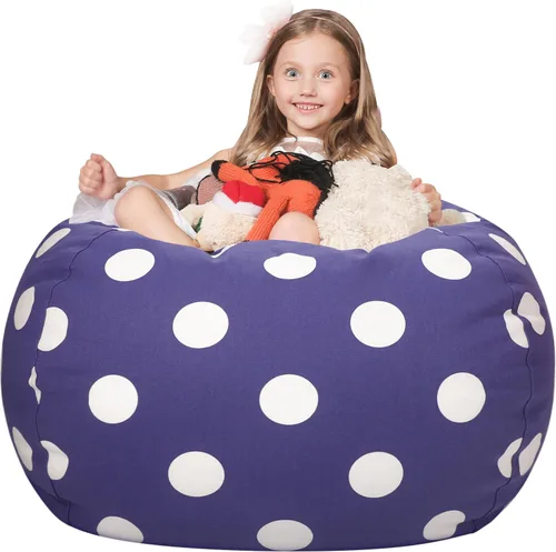 Miniatura 18 de WEKAPO Puf de almacenamiento de animales de peluche para niños, puf con cremallera rellenable para organizar juguetes de peluche, lona de algodón