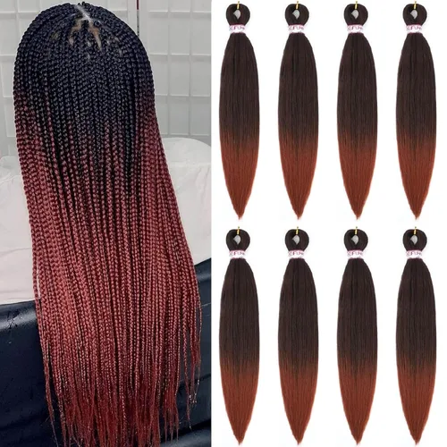 Miniatura 24 de BEFUNNY Cabello para Trenzar, Cabello para Trenzar Pre-Estirado, 24 Pulgadas 8 Paquetes Cabello Preestirado Ombré para Trenzas de Caja de Crochet