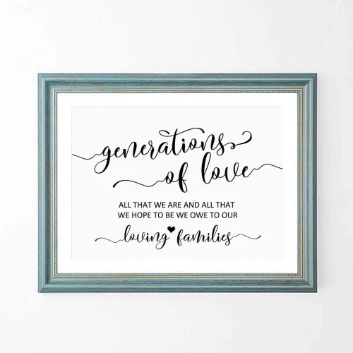 Miniatura 2 de Letrero de boda de Generations of Love con texto en inglés «All That We Are and All That We Hope», cita de boda sin marco, 8 x 10 pulgadas