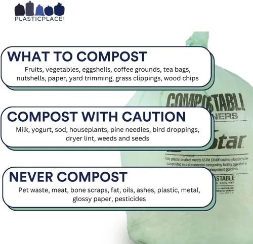 Miniatura 3 de Plasticplace Bolsas de basura compostables de 12-16 galones │ 1 mil │ Revestimientos para botes de basura con tinte verde │ 24 pulgadas x 33
