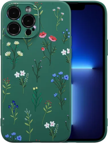 Miniatura 66 de RALEAVO Funda Floral para iPhone 12, Cubierta de Silicona Líquida con Bonito Patrón de Rama de Flores para Niñas y Mujeres, Funda Protectora de Goma