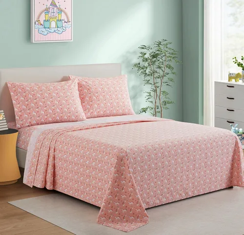 Miniatura 11 de Marina Decoration Juego de sábanas de 3 piezas de 3 piezas de mezcla de algodón de percal de 600 hilos con estampado lindo y suave de bolsillo