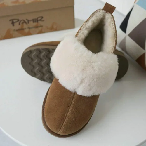 Miniatura 9 de PAMIR Botines de piel de oveja genuina para mujer, botines de espuma viscoelástica para interiores y exteriores, Negro