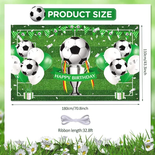 Miniatura 2 de Cartel de feliz cumpleaños de fútbol para niños y adolescentes – Cartel grande de cumpleaños con temática deportiva para fiestas de fútbol Estilo 3