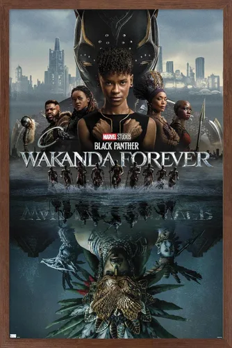 Miniatura 10 de Marvel Black Panther: Wakanda Forever - Póster de pared de una hoja, 22.4 pulgadas de largo x 14.7 pulgadas de ancho, versión enmarcada de madera
