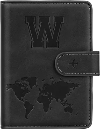 Miniatura 27 de Funda para Pasaporte Personalizada con Letra de la A a la Z, Billetera de Viaje con Bloqueo RFID, Funda para Pasaporte, Estuche para Pasaporte