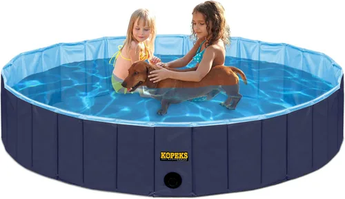 Miniatura 8 de KOPEKS Bañera para piscina al aire libre, portátil, plegable, ideal para mascotas, XL 63 x 12 pulgadas, azul, azul piscina-XL