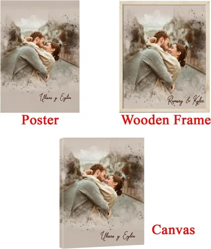 Miniatura 3 de NAZENTI Retrato personalizado de pareja en acuarela a partir de foto, pintura personalizada de foto para arte de pared, retrato personalizado