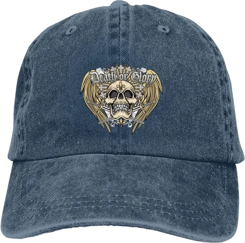 Miniatura 9 de Cowboy Hat Trendy Hats for Man and Women Djustable Four Season Outdoor Baseball Cap of Hell Skull with Angel Navy Blue