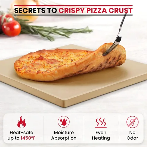 Miniatura 4 de Unicook Piedra grande para pizza para horno y parrilla, piedra de hornear resistente para pan, bandeja de pizza de cordierita resistente a
