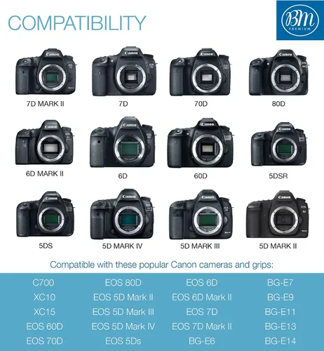Miniatura 7 de BM Premium Paquete de 3 baterías LP-E6N de alta capacidad y cargador de doble bahía para cámaras Canon EOS R, EOS 60D, EOS 70D, EOS 80D, EOS 90D