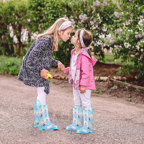 Miniatura 3 de Disney Frozen 2 Girls' Anna, Elsa & Olaf Waterproof PVC Rain Boots with Easy-On Handles Pink & Purple Toddler & Little Kid Sizes