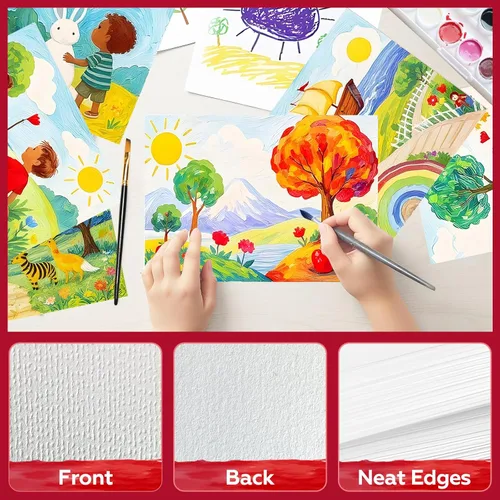 Miniatura 5 de 100 hojas de papel para acuarela a granel, papel de acuarela prensado en frío de 5 x 7 pulgadas 140 lb/300 g/m² para niños y adultos. Papel