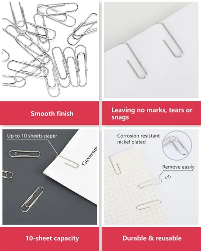 Miniatura 4 de PAPERPAL Clips de papel para oficina, escuela y uso personal, clip liso #1 (1-2/7 pulgadas), 600 clips de papel medianos (6 cajas de 100 cada uno)