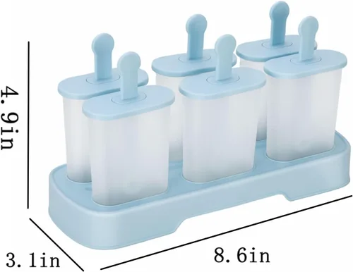 Miniatura 8 de Juego de moldes para paletas de 6 piezas, fabricante de paletas de hielo - libre de BPA, moldes para paletas de hielo de fácil liberación, moldes