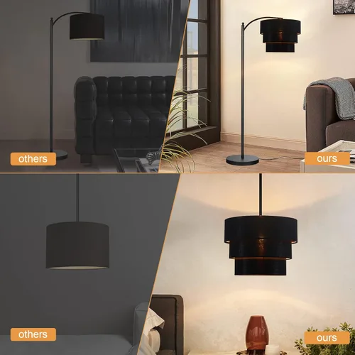 Miniatura 6 de EDISLIVE Pantalla de lámpara de lino de tambor de 3 niveles para lámpara colgante, lámpara de pie, candelabro, pantalla de reemplazo, clip