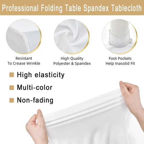Miniatura 4 de Mantel rectangular personalizado, tamaño de 4 pies/6 pies, personalizado con logotipo/texto/imagen, material de elastano y poliéster, lavable a