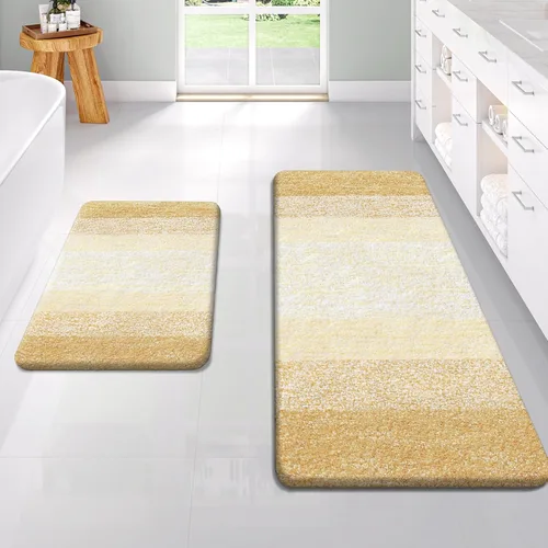 Miniatura 120 de OLANLY Juego de 2 alfombras de baño de microfibra suave y absorbente, antideslizantes, se pueden lavar y secar a máquina, alfombras de baño peludas