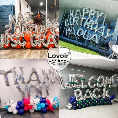 Miniatura 5 de Lovoir Globos grandes de 40 pulgadas con la letra G de color plateado de gran tamaño, globo de helio de aluminio de Mylar para fiesta de cumpleaños