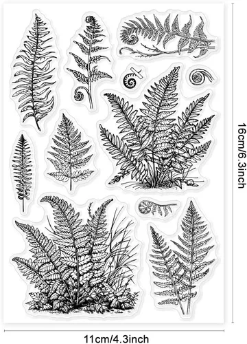 Miniatura 6 de GLOBLELAND Sellos transparentes de silicona con hojas de helechos, plantas, sellos transparentes para hacer tarjetas, manualidades, álbumes