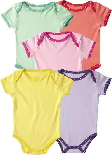 Miniatura 2 de Cremson - Conjunto de 5 monos de manga corta unisex de algodón para bebé