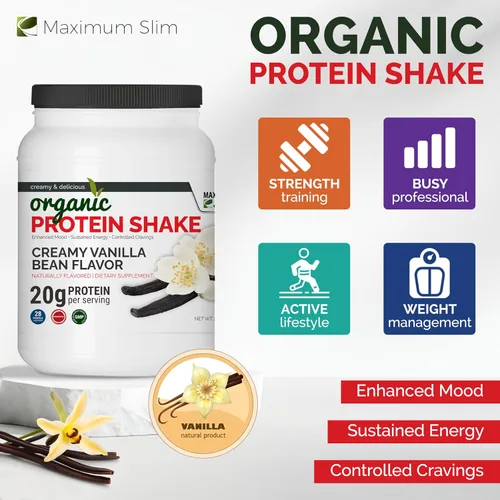 Miniatura 4 de Maximum Slim Batido de proteínas orgánico - Sabor cremoso de vainilla