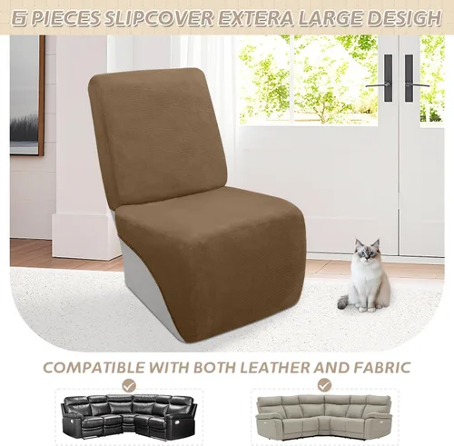 Miniatura 286 de Arfntevss Fundas de sofá seccional reclinable de terciopelo, Funda de sofá seccional de esquina para sofá reclinable, Funda elástica suave