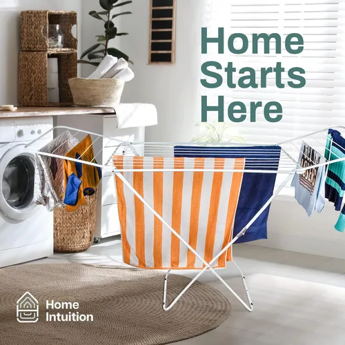 Miniatura 7 de Home Intuition Secador de tendedero de ropa plegable (blanco)