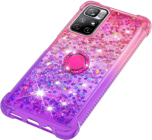 Miniatura 6 de CCSmall Funda transparente con purpurina para Xiaomi Redmi Note 11 4G con soporte de diamante, gradiente líquido que fluye arena movediza Bling