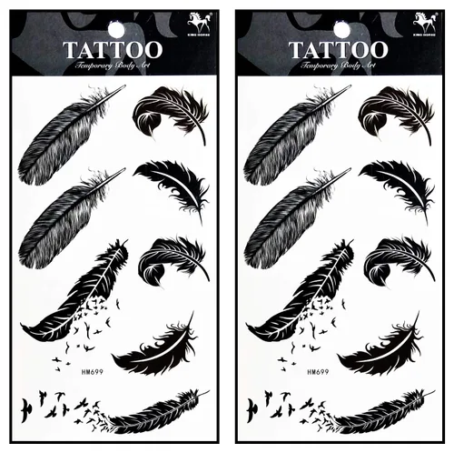 Miniatura 22 de Tatuajes 2 hojas de luna sol estrellas sobre amarillo azul impermeable tatuaje falso temporal pegatinas arte corporal extraíble para hombres mujeres