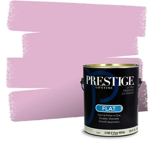 Miniatura 173 de Prestige Paints Pintura exterior e imprimación en uno, 1 galón, plano, coincidencia comparable de Valspar* Amber Rose*