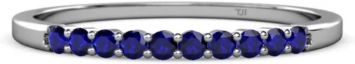 Miniatura 3 de Ronda azul zafiro 14 ctw 10 piedras mujeres anillo de boda apilable 14K oro