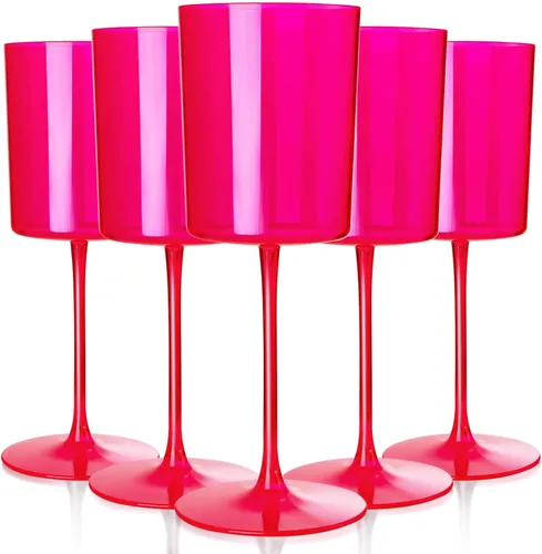 Miniatura 13 de Ciaell Paquete de 12 copas de vino de plástico transparente – Copas de vino desechables de 10 onzas con tallo para fiestas, bodas, piscina, aire